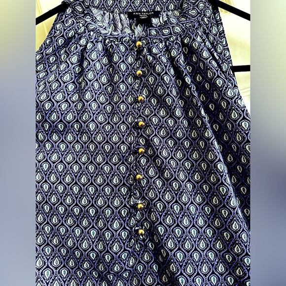 Ann Taylor petite blue peacock pattern shift waist tie size S NWT - Picture 3 of 4